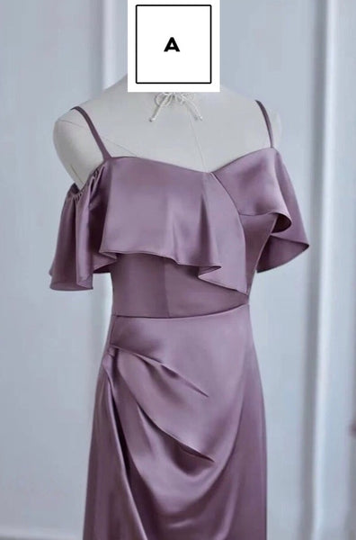 Spaghetti straps purple bridesmaid dresses