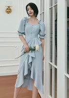 Middle sleeve blue winter bridesmaid dresses