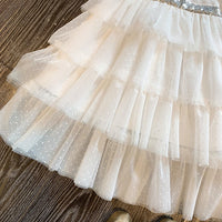 Little girl’s white tulle dress mini bride dress
