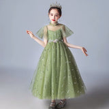 Sparkly green party wear dress for girl