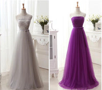 Off the shoulder bridesmaid dress long purple strapless gown