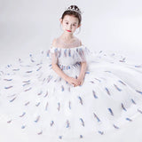 White embroidered flower girl dress