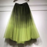 Big hemlines avocado green tulle skirt