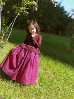 Little girl's long sleeve lace and tulle purple prom dress