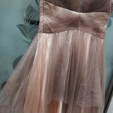 Spaghetti straps gradient brown event dress