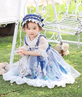 Little girl’s blue Lolita dress with headwear