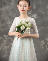 Sparkly white lace ball gown for little girl