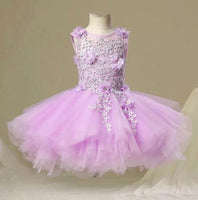 Lavender kid's gown pink flower girl dress hi lo