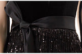 Spaghetti straps tassels black mermaid dress