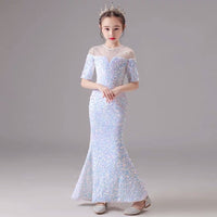 Sequin mermaid dress for little girl long sparkly dress