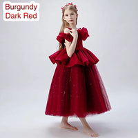 Little girl's dark red ball gown