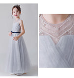 Grey prom dress for little girl tulle lace dress