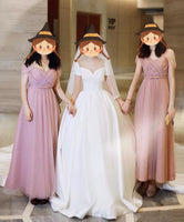 Satin wedding dress short sleeve wedding gown