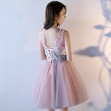 Pink sequin prom dress short gown