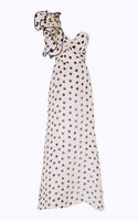 One shoulder white dots prom dress