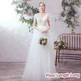 Short sleeve lace and tulle modest wedding dress