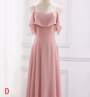 Floor length long pink chiffon bridesmaid dresses