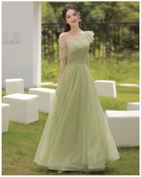 Sparkly green bridesmaid dresses long
