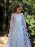 Little girl’s white sequin dress