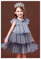 Sleeveless sparkly grey dress for little girl