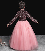 Sequin tulle ball gown for little girl long