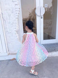 Applique gradient flower dress for little girl