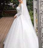 Vintage wedding dress long sleeve satin wedding gown