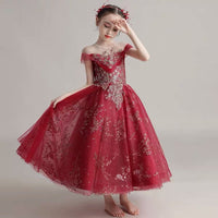 Sparkly red ball gown for little girl blue prom dress