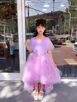 Baby girl’s high low ball gown purple pink