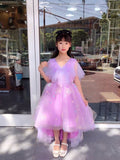 Baby girl’s high low ball gown purple pink