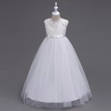 Kid's long gown purple white champagne blue gray red pink