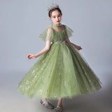 Sparkly green party wear dress for girl