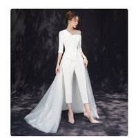 One shoulder bride gown half sleeve