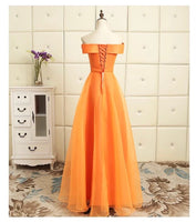 Long orange bridesmaid dress