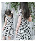 Black white plaid mother and daughter matching dresses