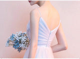 Spaghetti straps pink blue applique tulle prom dress