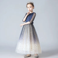 Middle sleeve gradient little girl's party dress