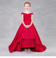 Little girl's red tailed ball gown