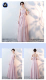 Pink bridesmaid dress one shoulder halter v neck