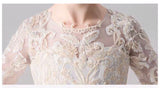 Half sleeve embroidered white flower girl dress