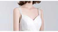 Spaghetti straps white long dress tulle simple wedding dress