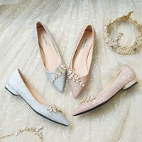 Bling bling champagne golden silver flat shoes wedding shoes