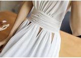 Spaghetti straps white beach dress backless floor length long