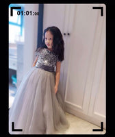 Sequin prom dress for little girl grey