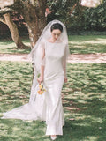 Sleeveless backless modest wedding gown