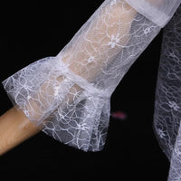 Floor length long white lace child dress long sleeve