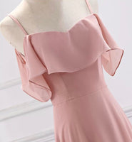 Floor length long pink chiffon bridesmaid dresses