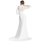 Long sleeve modest wedding gown with train