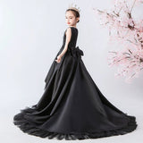 Sleeveless little girl's black ball gown