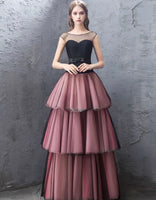 Black pink tulle ball gown
